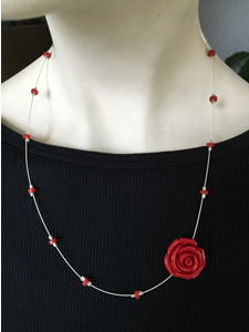 Rose on silver wire Necklace
